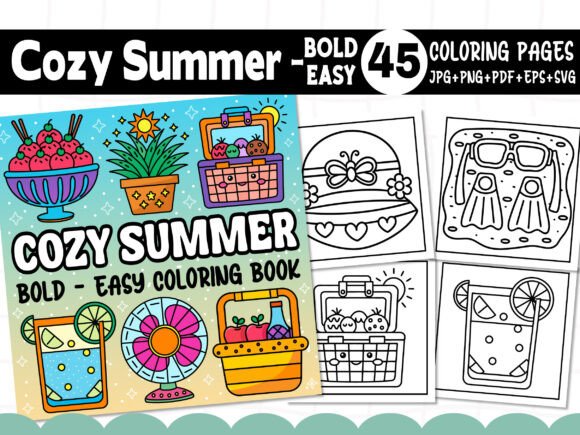 Download Bold &amp; Easy Cozy Summer Coloring Pages - Cozy summer coloring Collection
