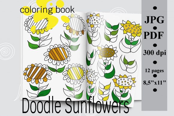 Download Doodle Sunflowers Coloring Book PDF - Flowers Collection