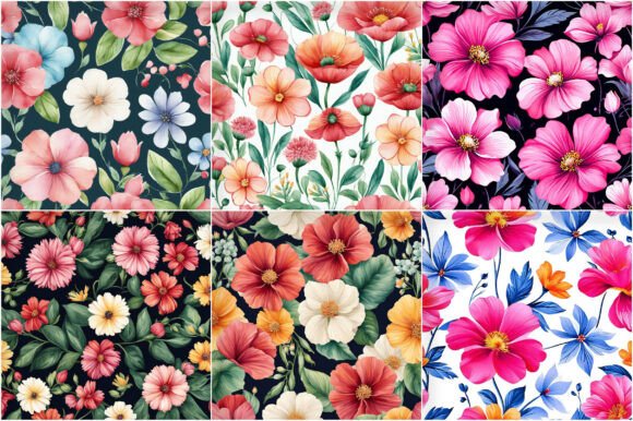 Download Floss Flowers Watercolor Patterns - Flowers Collection