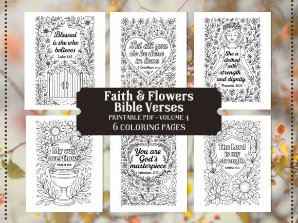 Download Faith &amp; Flowers Bible Verse Coloring V4 - Flowers Collection