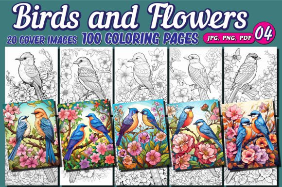 Download Birds and Flowers Adults Coloring Pages - Flowers Collection