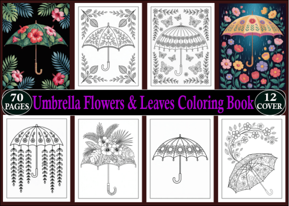 Download Umbrella Flowers &amp; Leaves Coloring Book - Flowers Collection