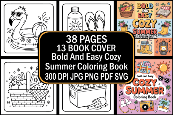 Download Bold and Easy Cozy Summer Coloring Book - Cozy summer coloring Collection