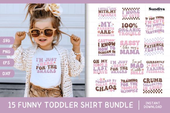 Download 15 Funny Toddler T-shirt Quotes Bundle - Toddler Collection